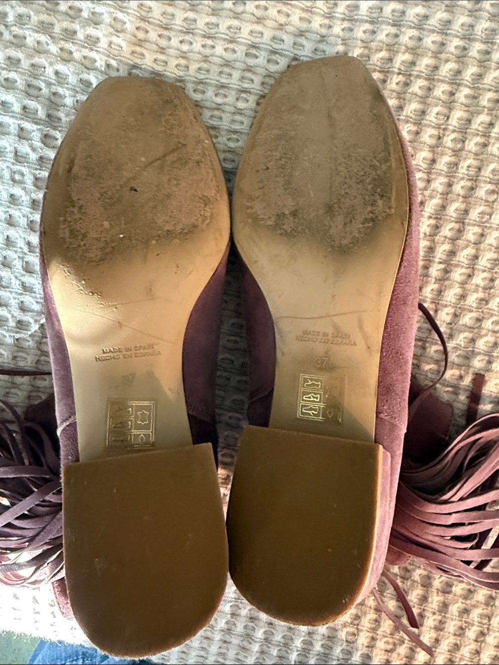 Women’s Suede Fringe Ankle Boots - Dusty Mauve by Free People in size 37 - Picture 4 of 7